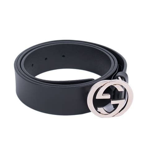 cheap authentic black gucci belt interlock gg logo|belt with interlocking g buckle.